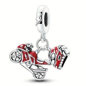 Red and Silver Motorcycle Charm